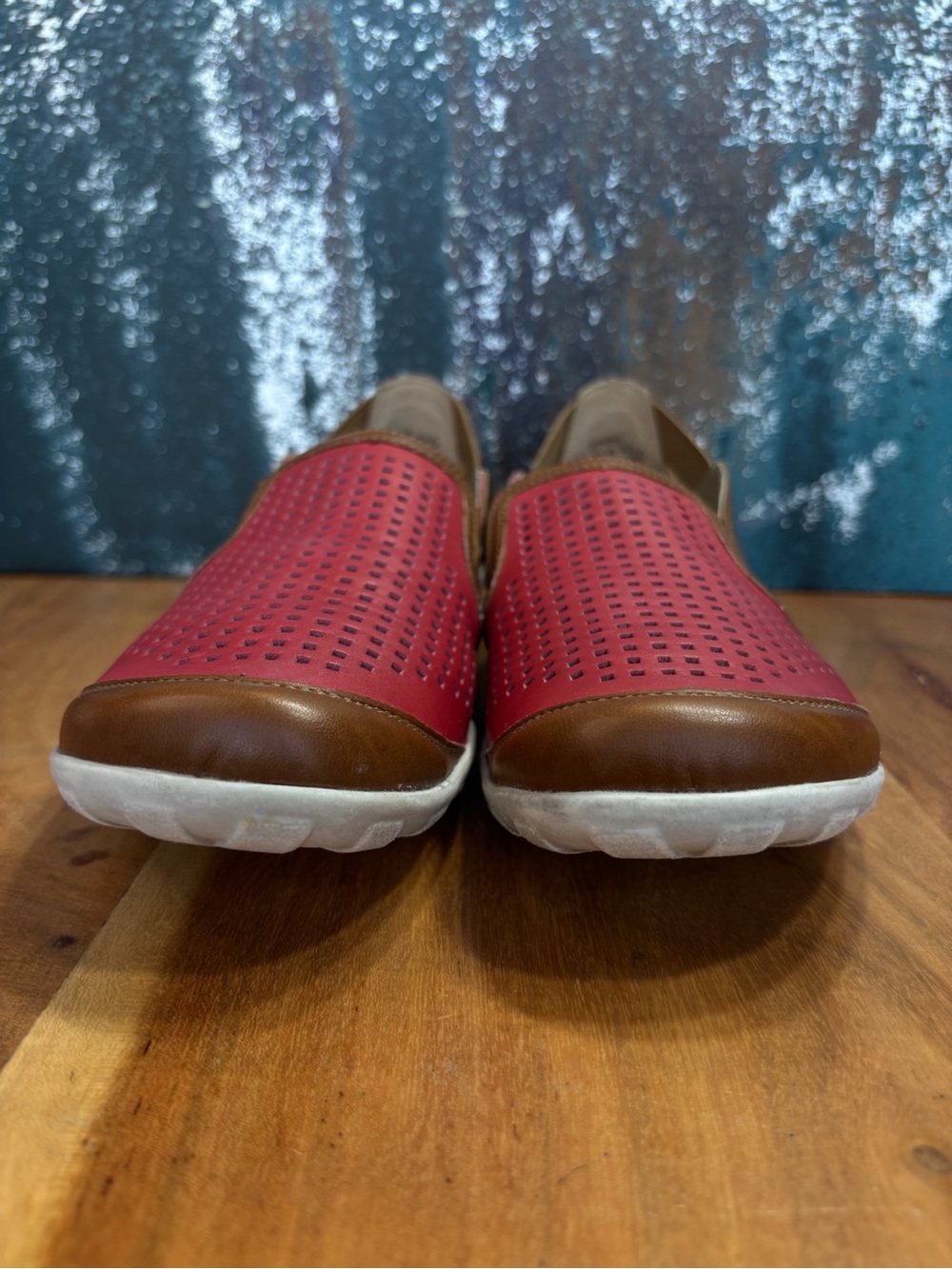 Remonte Colorblock Liv 21 Red‎ Perforated Leather Loafers Size 8 VGUC - Picture 5 of 10